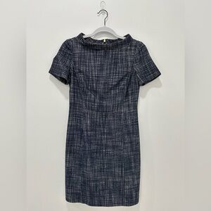 Tory Burch Navy Cream Light Tweed Dress Size 2